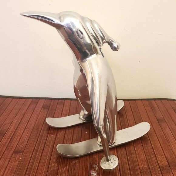 MCM 1960's Aluminum Penguin on Skis Statue - Picture 3 of 8